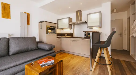 Studio 12.4 with 28 m² for 2-3 persons ✓ balcony ✓ fully equipped kitchen ✓ free WiFi & parking ✓ Kaprun ► Book now!